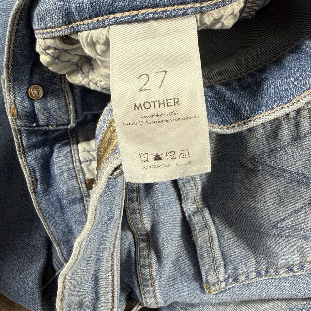 MOTHER The Insider Crop Step Fray Jeans Womens 27 Blue High Rise Flare USA - Picture 5 of 9